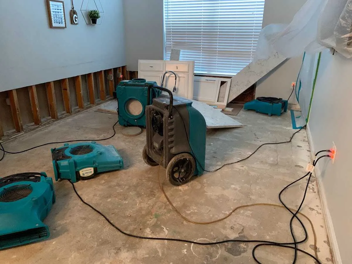 Dehumidifier in flood-cut room for Water Damage Restoration in Encinitas